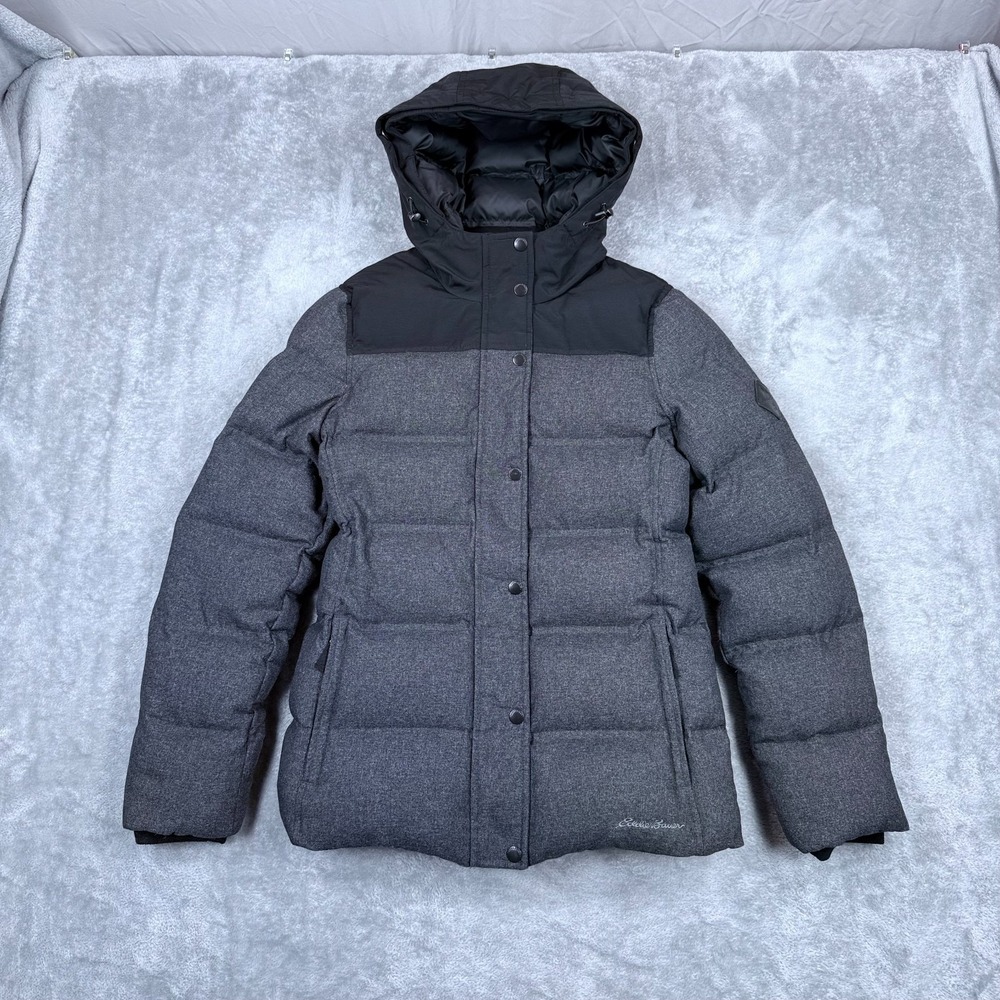 Eddie Bauer Noble Down Parka Jacket Womens Medium Puffer Winter Coat Hooded Gray